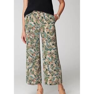 J Jill Womens Small Petite Green Palms Wearever Collection Pocket Capri Pant NWT